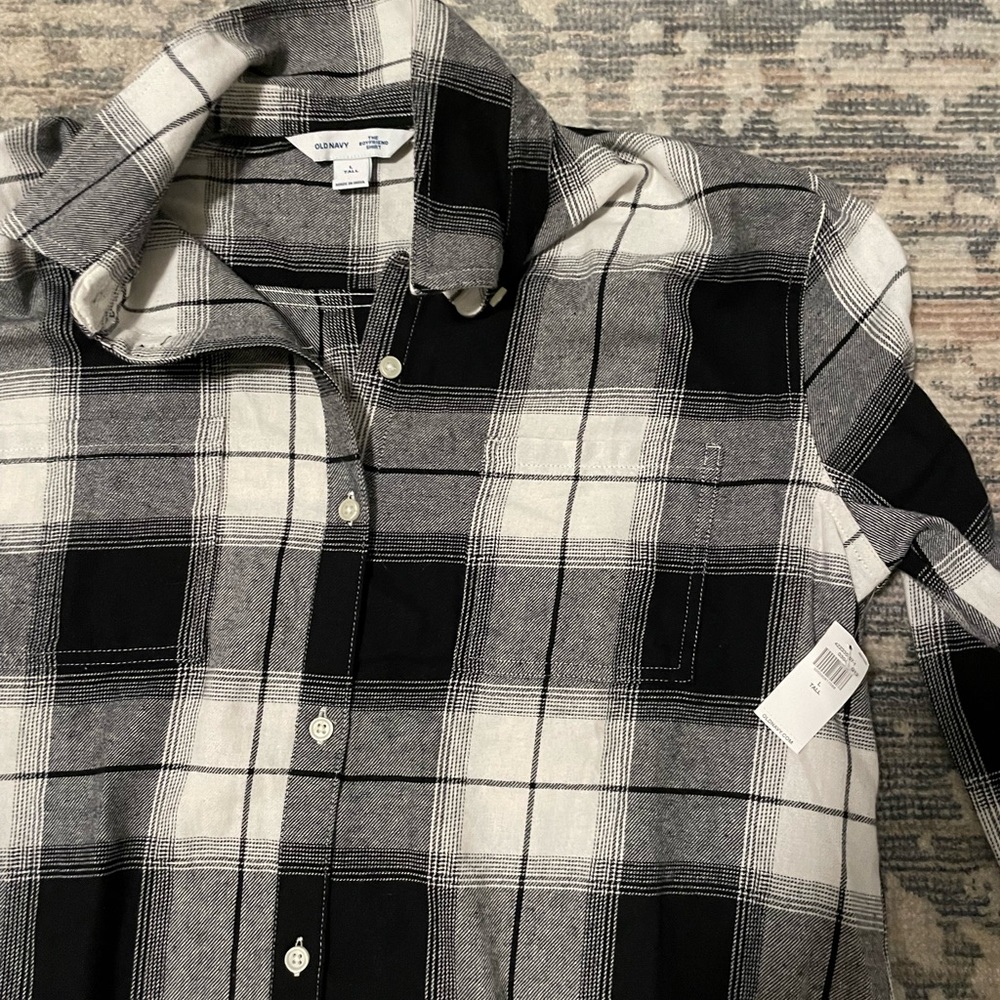 NWT Old Navy Plaid Boyfriend Fit Button flannel